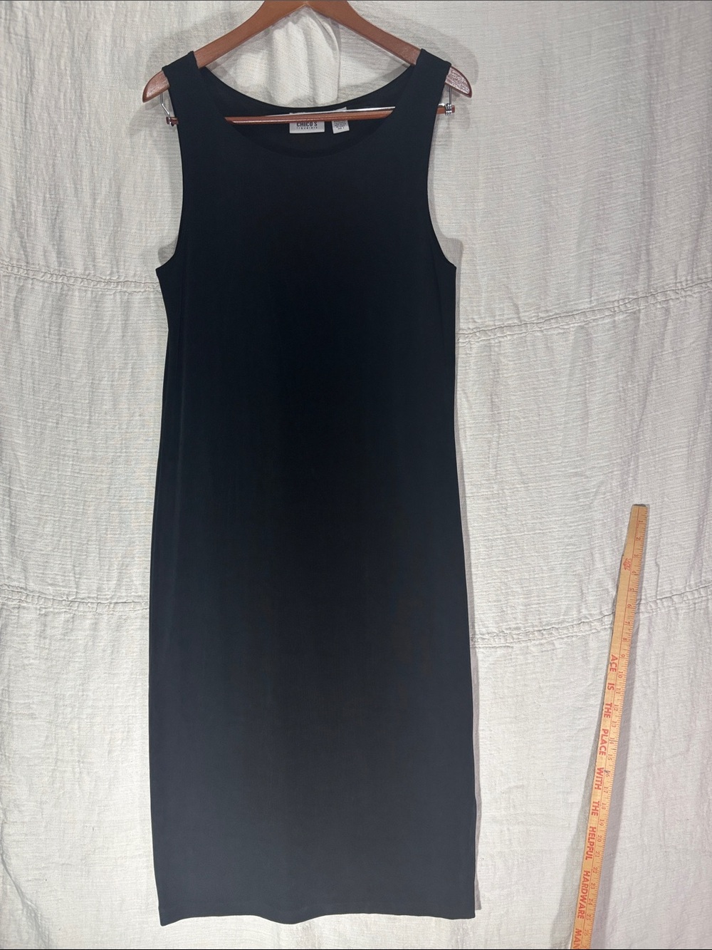 Chico's Travelers Black Sleeveless Tank Dress Size 1 LBD Slinky Knit WrinkleFree